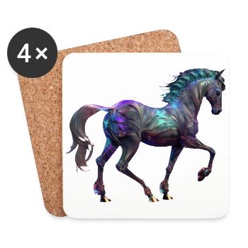 Équitation - Dessous de verre (lot de 4) - blanc - Devant