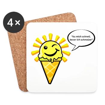 Eis als Sonne schmilzt mit witzigem Spruch - Untersetzer (4er-Set) - Weiß - Vorne