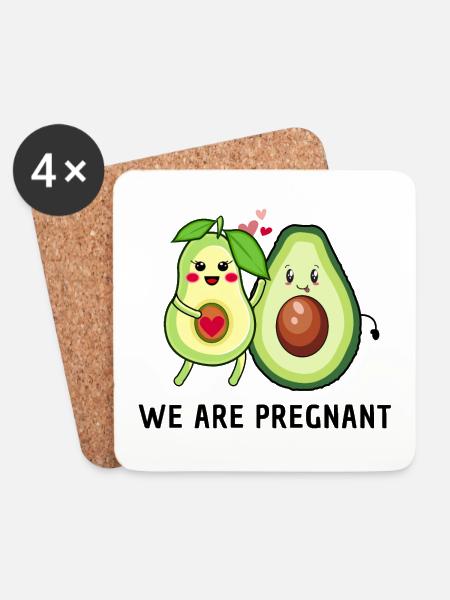 we are pregnant - Avocado Eltern - Untersetzer (4er-Set) - Weiß