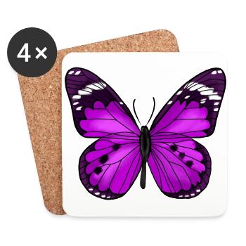 Butterfly Purple - Coasters (set of 4) - white - Front