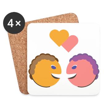 Gesicht Liebe Herz Geschenk - Untersetzer (4er-Set) - Weiß - Vorne