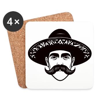 Sud-Américains avec sombrero - Dessous de verre (lot de 4) - blanc - Devant