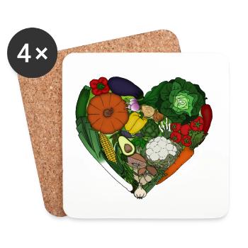coeur de légumes - Dessous de verre (lot de 4) - blanc - Devant