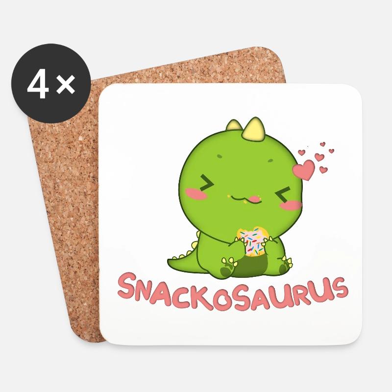 T-Shirt Snackosaurus Dinosaurier - Untersetzer (4er-Set) - Weiß