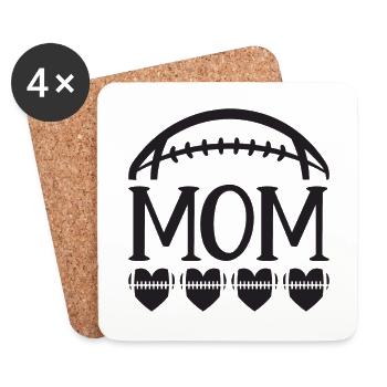 Football Maman Mère Amour Coeur Citation Cadeau - Dessous de verre (lot de 4) - blanc - Devant