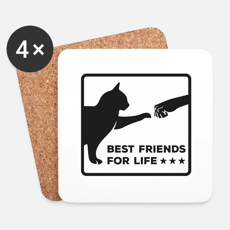 Katze Katzen Spruch Beste Katzen Freunde Geschenk - Untersetzer (4er-Set) - Weiß
