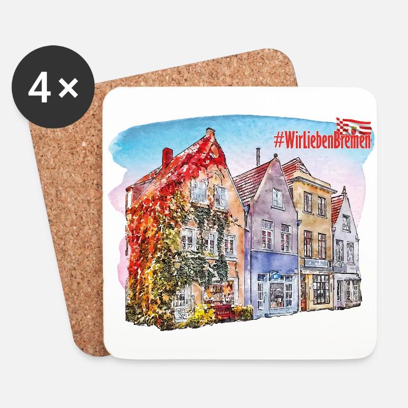 Nous aimons Brême (Schnoor 1) - Dessous de verre (lot de 4) - blanc