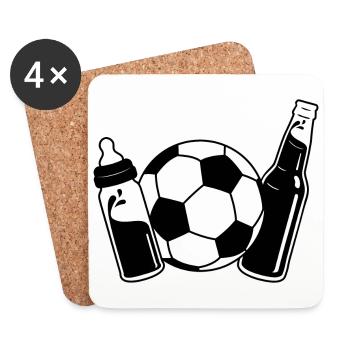 Erster Vatertag Fußball Papa Sohn Baby Flasche - Untersetzer (4er-Set) - Weiß - Vorne