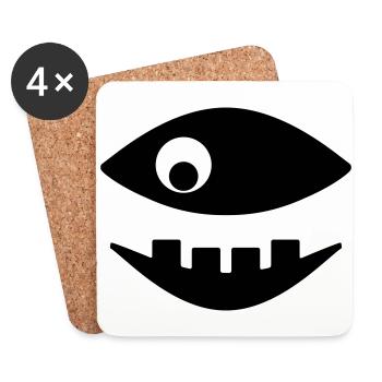 Le poisson montre des dents - Dessous de verre (lot de 4) - blanc - Devant
