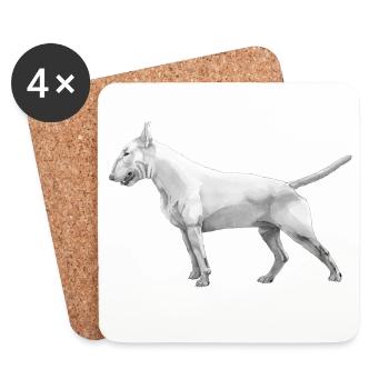 Bullterrier - Untersetzer (4er-Set) - Weiß - Vorne