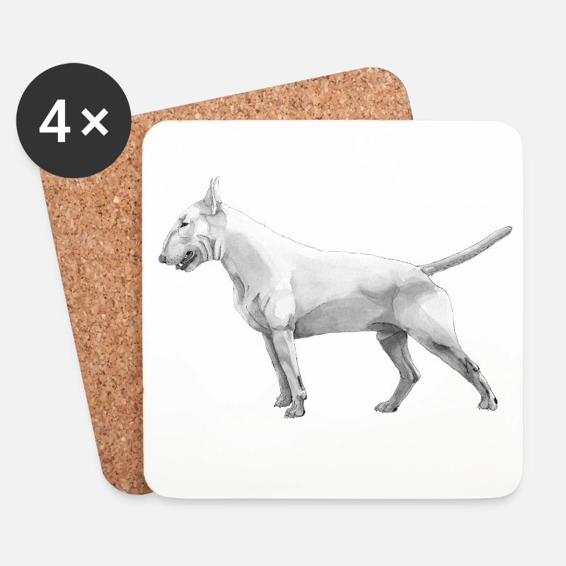 Bullterrier - Untersetzer (4er-Set) - Weiß