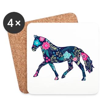 cheval cadeau chevaux - Dessous de verre (lot de 4) - blanc - Devant
