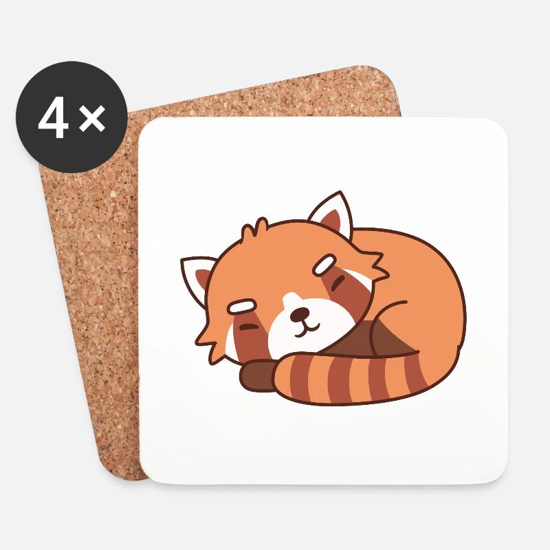Süßes schlafendes rotes Panda-Doodle - Untersetzer (4er-Set) - Weiß