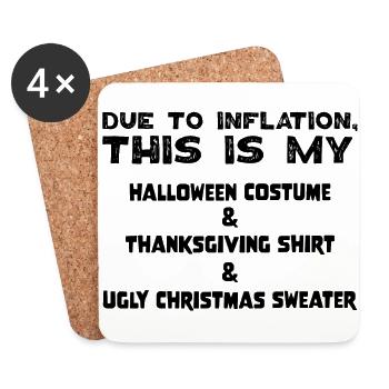 Due To Inflation This Is My Ugly Christmas Sweater - Untersetzer (4er-Set) - Weiß - Vorne