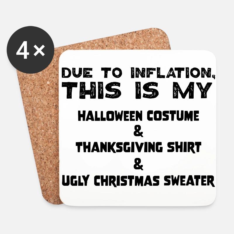 Due To Inflation This Is My Ugly Christmas Sweater - Untersetzer (4er-Set) - Weiß