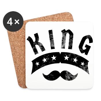 King with a mustache - Coasters (set of 4) - white - Front