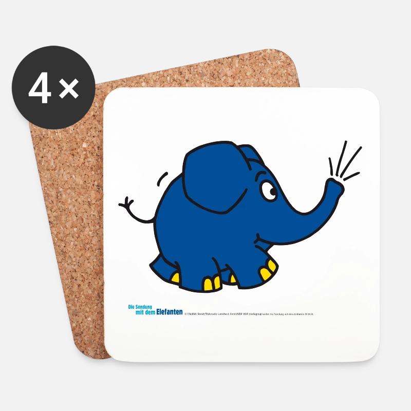 Der Elefant - trompetend - Untersetzer (4er-Set) - Weiß