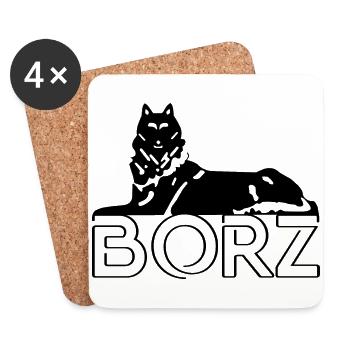 Chechen Borz with lettering black - Coasters (set of 4) - white - Front