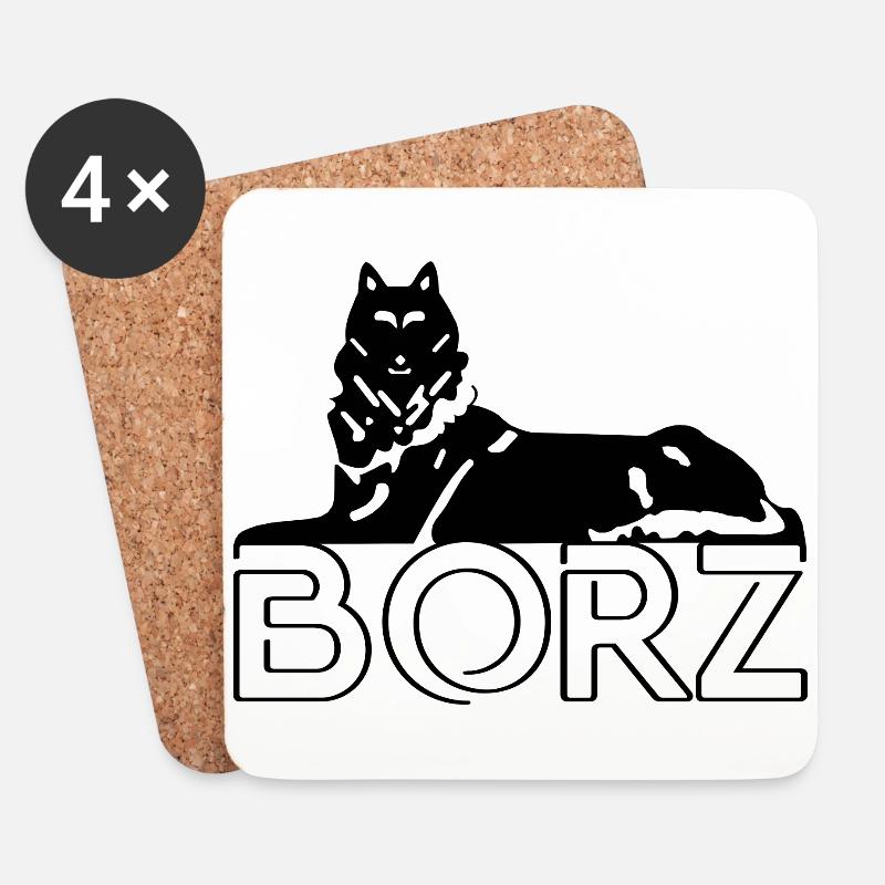Chechen Borz mit Schriftzug black - Untersetzer (4er-Set) - Weiß