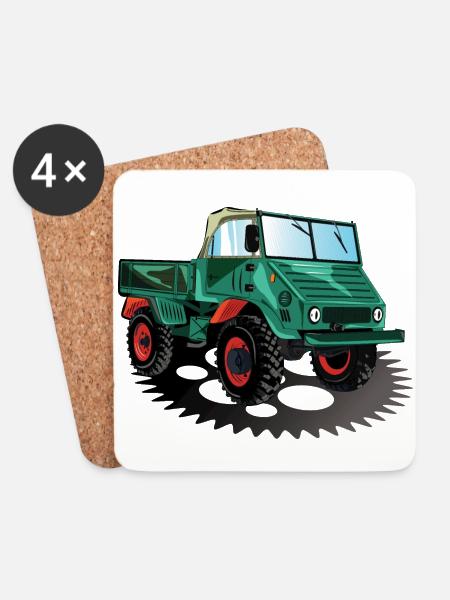 Unimog - Oldtimer - Offroad - Universal Motorgerät - Untersetzer (4er-Set) - Weiß