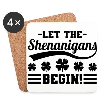 Let the Shenanigans Begin Irischer Spruch Klee - Untersetzer (4er-Set) - Weiß - Vorne