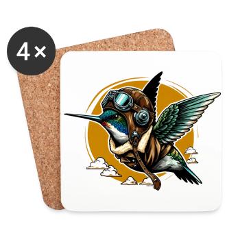 Pilote de colibri - Dessous de verre (lot de 4) - blanc - Devant