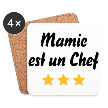 mamie chef 3 etoiles - Dessous de verre (lot de 4) - blanc - Devant