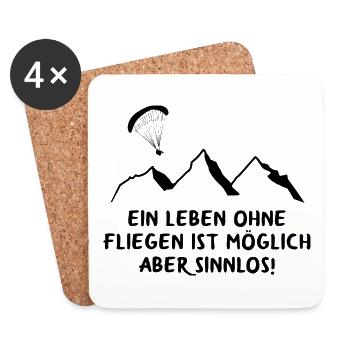 Ein Leben ohne Fliegen ist möglich aber sinnlos! - Untersetzer (4er-Set) - Weiß - Vorne