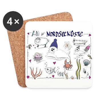 An der Nordseeküste - Untersetzer (4er-Set) - Weiß - Vorne