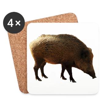 A wild boar is an imposing animal - Coasters (set of 4) - white - Front