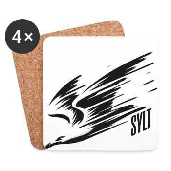 T-shirt de vacances Sylt Dive Low Flyer Seagull - Dessous de verre (lot de 4) - blanc - Devant