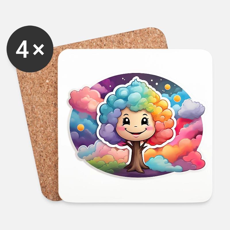 Fashion & more "Zuckerwattenbaum"🍭🌳 - Untersetzer (4er-Set) - Weiß