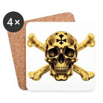 Goldener Piratenschädel ☠ - Untersetzer (4er-Set) - Weiß - Vorne