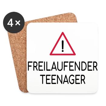 Achtung Freilaufender Teenager - Untersetzer (4er-Set) - Weiß - Vorne