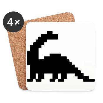 Dinosaur Brontosaurus Pixel - Coasters (set of 4) - white - Front