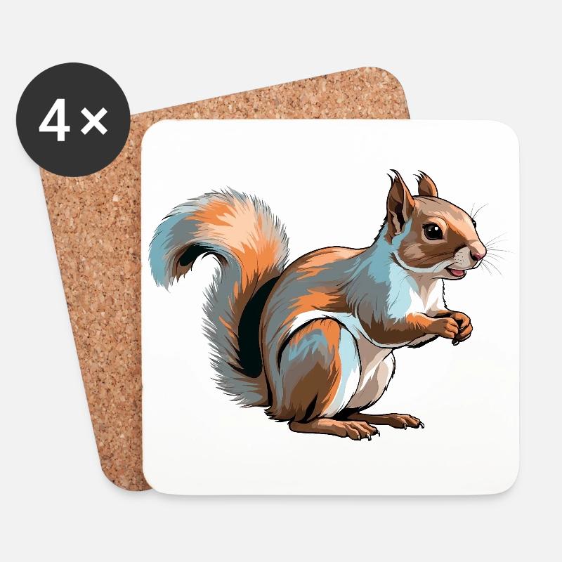 Eichhörnchen - Süße Tiere - Untersetzer (4er-Set) - Weiß
