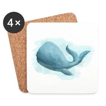 Wal Whale - Untersetzer (4er-Set) - Weiß - Vorne