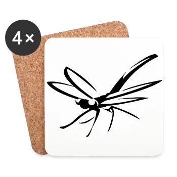 Libellules libellules - Dessous de verre (lot de 4) - blanc - Devant