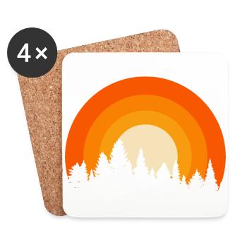 Retrowald Orange - Untersetzer (4er-Set) - Weiß - Vorne