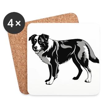 Border Collie - Conception de chien de compagnie - Dessous de verre (lot de 4) - blanc - Devant