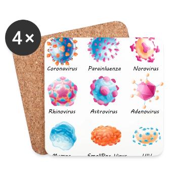 Verschiedene Viren - Norovirus, HIV, usw. - Untersetzer (4er-Set) - Weiß - Vorne