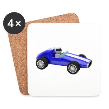 racing car auto automobile toy - Coasters (set of 4) - white - Front
