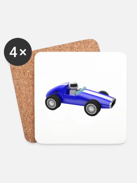 Rennwagen Auto Auto Spielzeug - Untersetzer (4er-Set) - Weiß