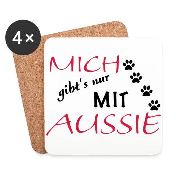 Mich gibts nur mit Aussie - Untersetzer (4er-Set) - Weiß - Vorne