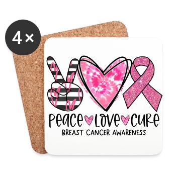 Soutenir le cancer du sein - Dessous de verre (lot de 4) - blanc - Devant