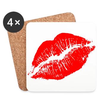 Sexy rote Lippen. Küss mich sexy. - Untersetzer (4er-Set) - Weiß - Vorne