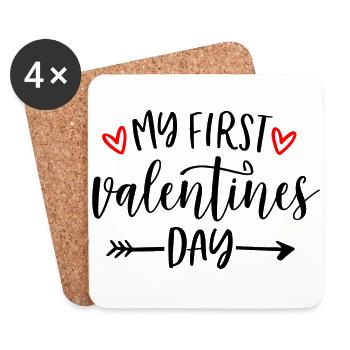 First Valentines Day Valentinstag Baby - Untersetzer (4er-Set) - Weiß - Vorne