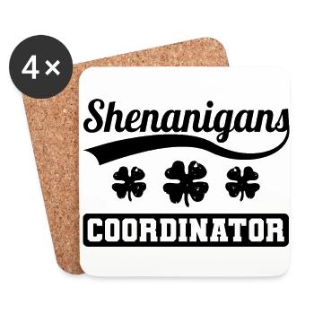 Shenanigans Coordinator Shamrock St. Patrick's Day - Untersetzer (4er-Set) - Weiß - Vorne