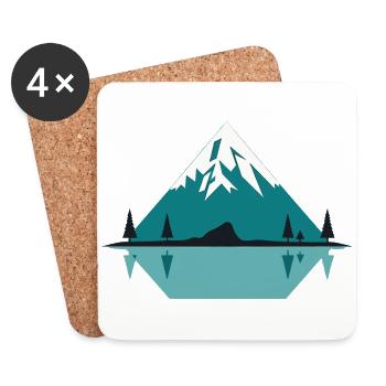 Bergfrieden: Minimalistisches Design Naturfreunde - Untersetzer (4er-Set) - Weiß - Vorne