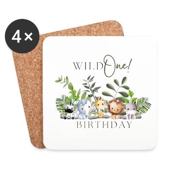 Wild One Birthday erster Geburtstag mit Tieren - Untersetzer (4er-Set) - Weiß - Vorne